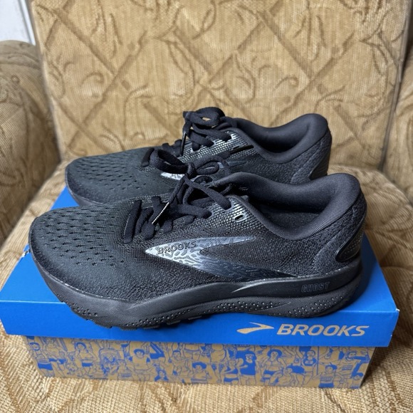 Brooks Shoes - Brooks Women's Ghost 16 Neutral Running Shoe - Black/Black/Ebony Size 6B New